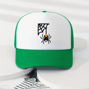 Sp5der Printed Trucker Hat – Green/White